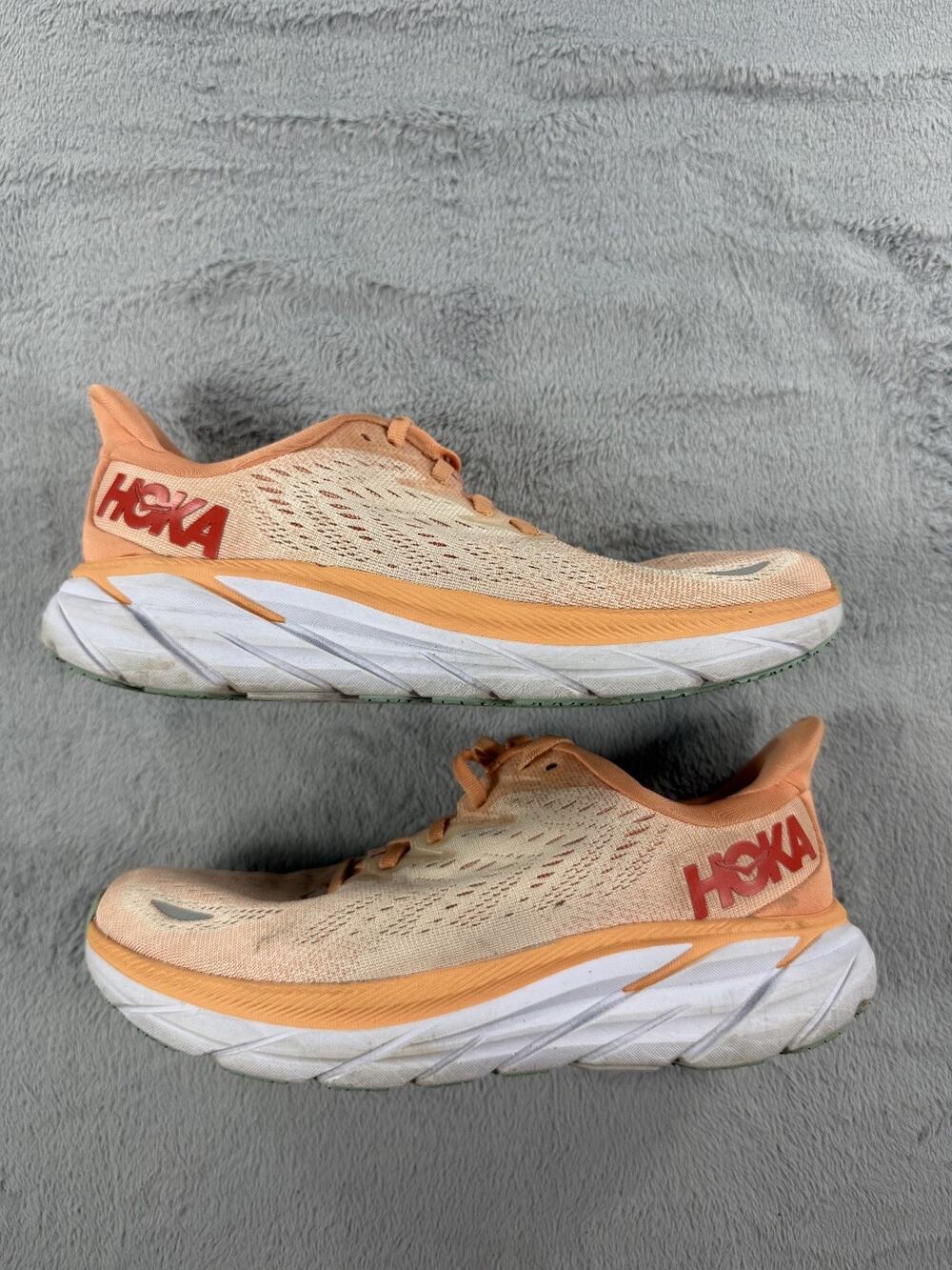 Hoka One One Clifton 8 Women's Running Shoes Orange Peach 7.5B